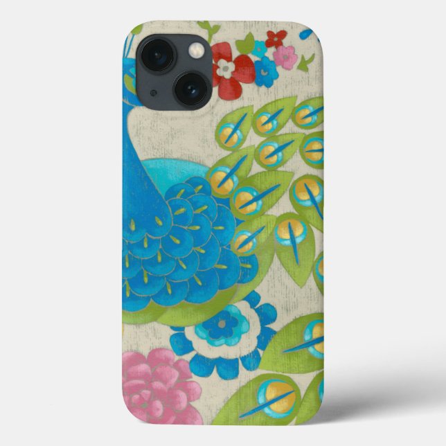 Bunter Pfau und Blumen Case-Mate iPhone Hülle (Rückseite)