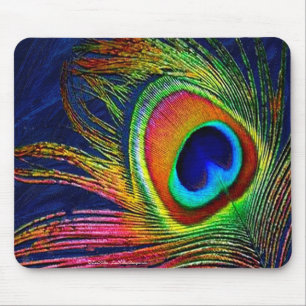 Bunter Pfauenfederndruck Mousepad