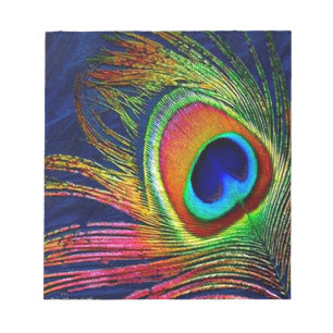 Bunter Pfauenfederndruck Notizblock