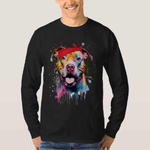 Bunter Pit bull Terrier Hund Liebhaber für Vater M T-Shirt