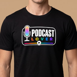 Bunter Podcast-Liebhaber Mikrophon T-Shirt
