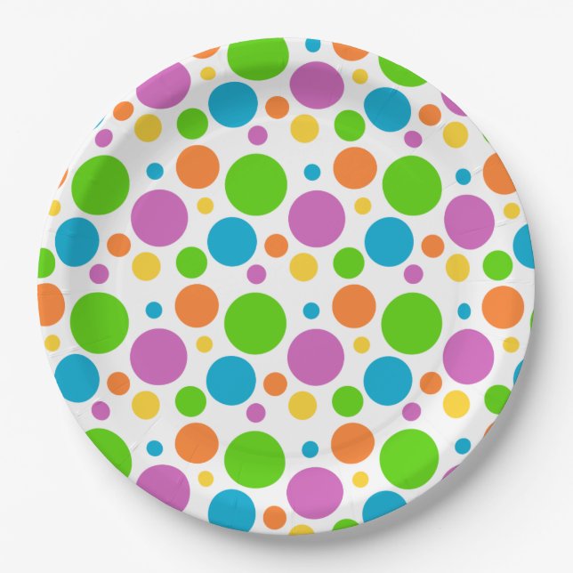 Bunter Polka Dot Pappteller (Vorderseite)