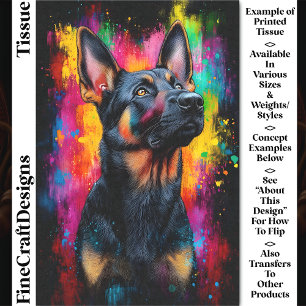 Bunter Pop Art Deutscher Schäferhund CS7 Decoupage Seidenpapier