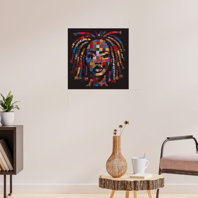 Bunter Poster über Schwarze Frauen zum Feiern (Wohnzimmer 3)