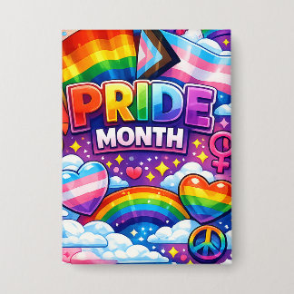 Bunter Pride-Monat Regenbogen- und Einhorn-Kunst Button