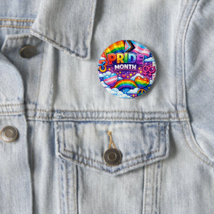 Bunter Pride Month Regenbogen und Einhorn Kunst Button