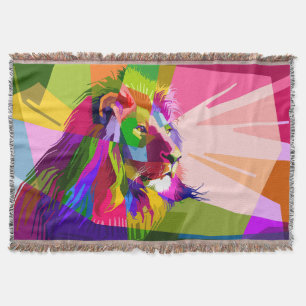 Bunter prismatischer Pop-Art-Entwurf eines Löwen Decke