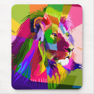 Bunter prismatischer Pop-Art-Entwurf eines Löwen Mousepad