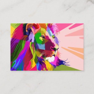 Bunter prismatischer Pop-Art-Entwurf eines Löwen Visitenkarte