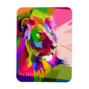 Bunter, prismatischer Pop-Art-Löwe Magnet