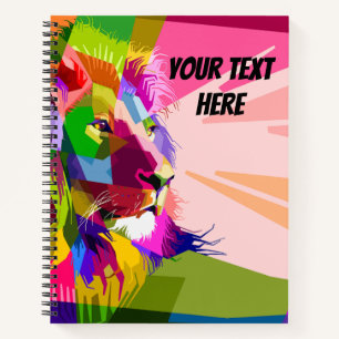 Bunter prismatischer Pop-Art-Löwe Notizbuch