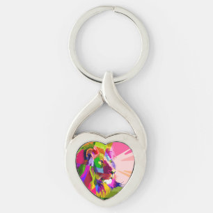 Bunter, prismatischer Pop-Art-Löwe Schlüsselanhänger