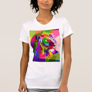 Bunter, prismatischer Pop-Art-Löwe T-Shirt