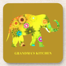 Bunter psychedelischer mit Blumenelefant Getränkeuntersetzer