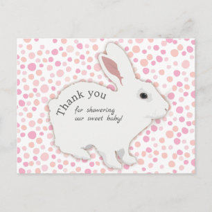 Bunter Punkte-Hase Baby Shower Dankeschön Postkarte