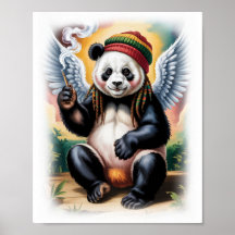 Bunter Rasta-Panda-Engel auf Weiß
