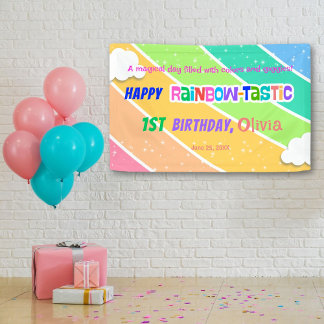 Bunter Regenbogen 1. Geburtstagsbanner Banner