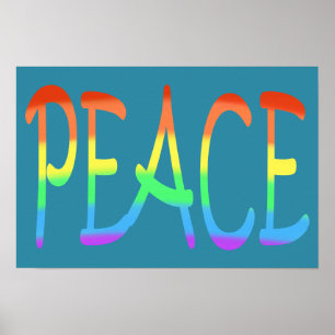Bunter Regenbogen färbt Friedenswort-Plakate Poster