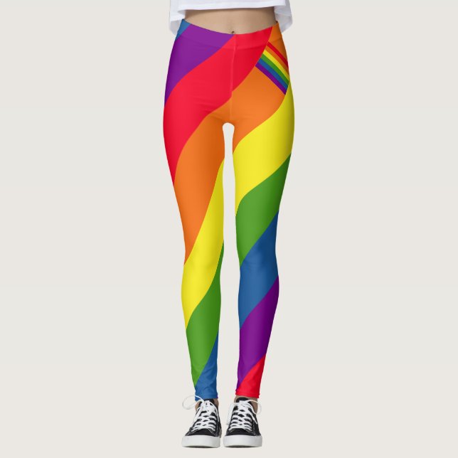Bunter Regenbogen-Flaggen-Gay Pride Leggings (Vorderseite)