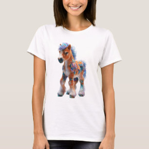 Bunter Regenbogen-Fluschpony Fantasy-Pferd Frauen T-Shirt