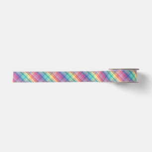 Bunter Regenbogen-Mehrfarbenkreuzschraffieren Satinband