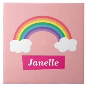 Bunter Regenbogen und Wolken, für kleine Mädchen Fliese