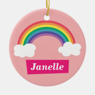 Bunter Regenbogen und Wolken, für kleine Mädchen Keramikornament