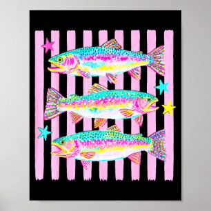 Bunter Regenbogenforelle preppy Sommer Seeben Lebe Poster