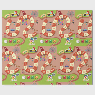 Bunter Rennstrecken-Brettspiel für Kinder Geschenkpapier