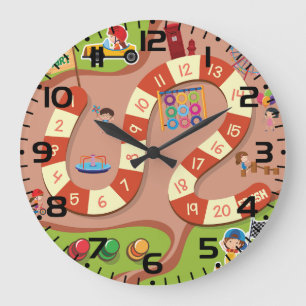 Bunter Rennstrecken-Brettspiel für Kinder Große Wanduhr