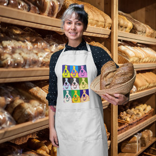 Bunter Retro Border Collie Pop Art Lange Schürze