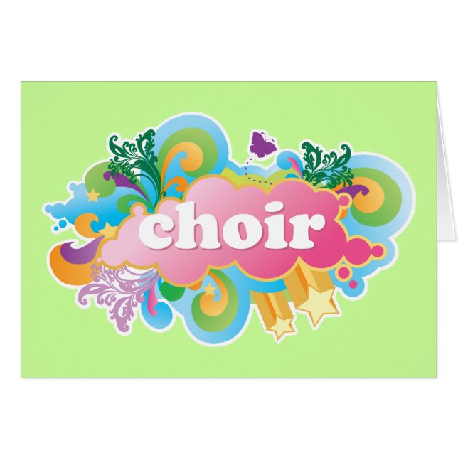 Bunter Retro Chor entwerfen Geschenk (Vorderseite (Horizontal))