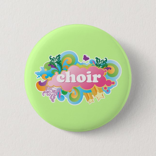 Bunter Retro Chor entwerfen Geschenk Button (Vorderseite)
