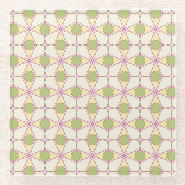 Bunter Retro Musterhintergrund 3 Glasuntersetzer (Vorderseite)