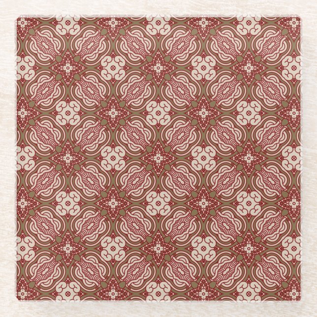 Bunter Retro Musterhintergrund 4 Glasuntersetzer (Vorderseite)