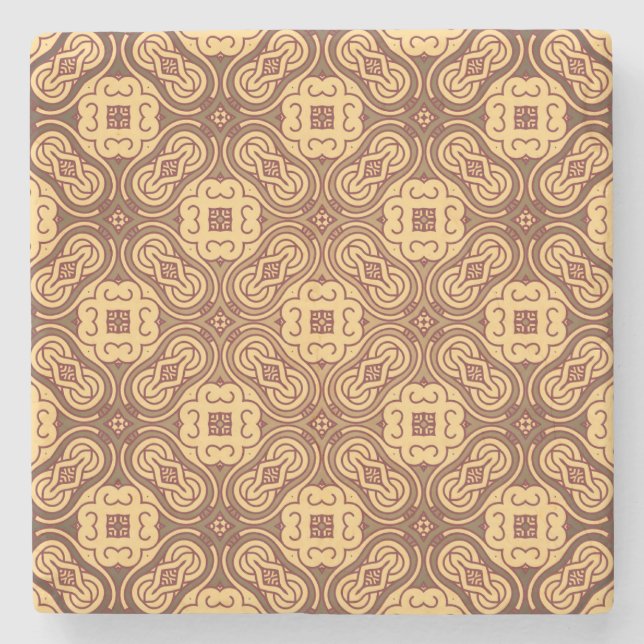 Bunter Retro Musterhintergrund Steinuntersetzer (Vorderseite)