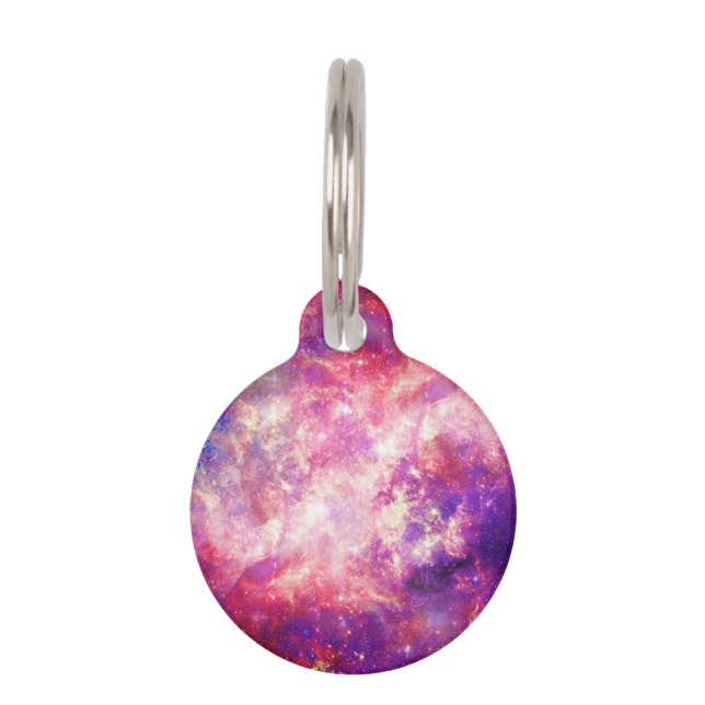 Bunter rosa u. blauer Galaxie-Nebelfleck Tiermarke (Vorderseite)