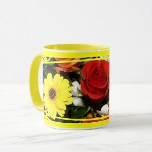 Bunter Rosen-und Gänseblümchen-Blumenblumenstrau Tasse