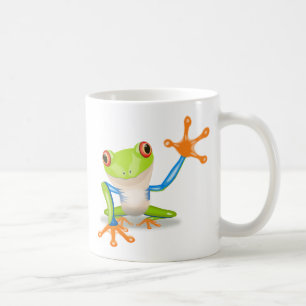 Bunter Rot-Mit Augen Baum-Frosch, der heraus Kaffeetasse