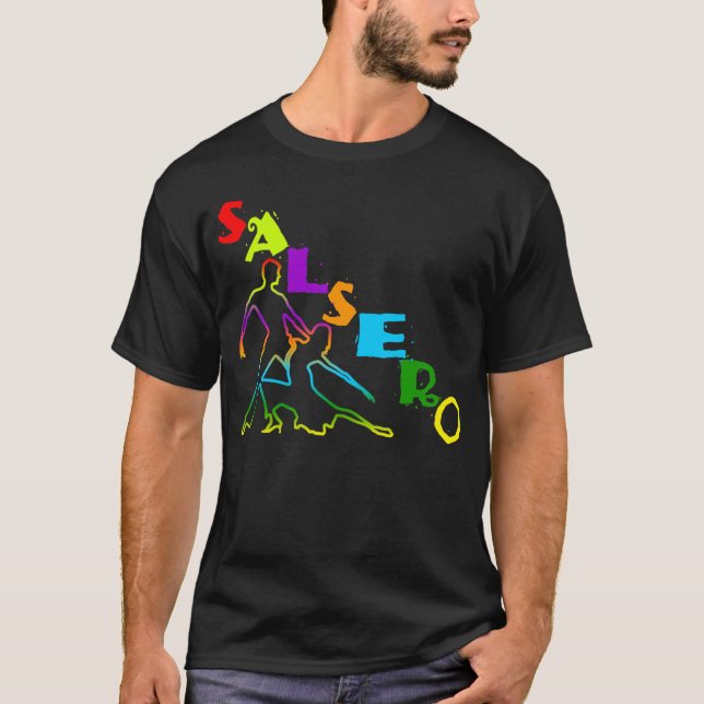 Bunter SALSERO T - Shirt mit Tanzenpaaren (Vorderseite)