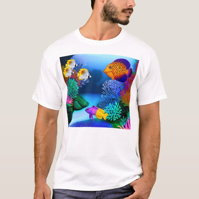 Bunter Salzwasser-Riff-Aquarium-Fisch-T - Shirt (Vorderseite)