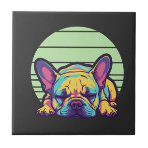 bunter schlafender französischer Bulldogge Fliese