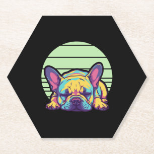 bunter schlafender französischer Bulldogge Untersetzer