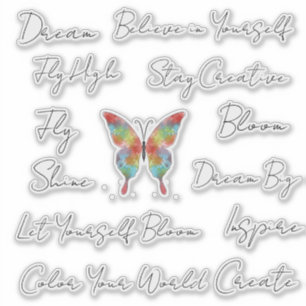Bunter Schmetterling-Sticker mit inspirierenden Sp Aufkleber