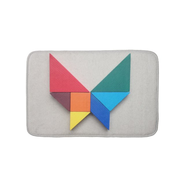 Bunter Schmetterling Tangram Badematte (Vorderseite)