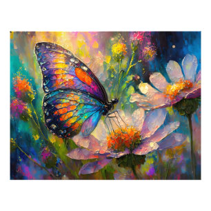 Bunter Schmetterling und Wildblumen bei Sonnenaufg Fotodruck