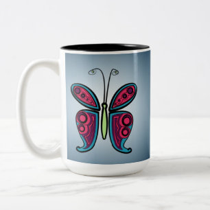 Bunter Schmetterling Zweifarbige Tasse