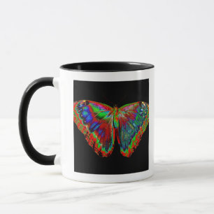 Bunter Schmetterlingsentwurf gegen schwarzen Tasse