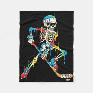 Bunter Skelett-Hockey-Eis-Drip-Player  Fleecedecke