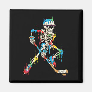 Bunter Skelett-Hockey-Eis-Drip-Player Magnet